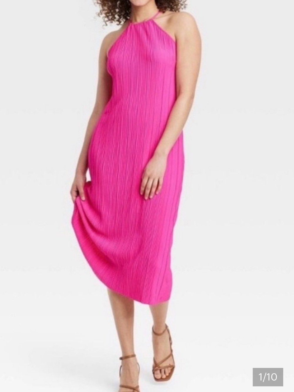 Bright Fuchsia Ribbed satin dress